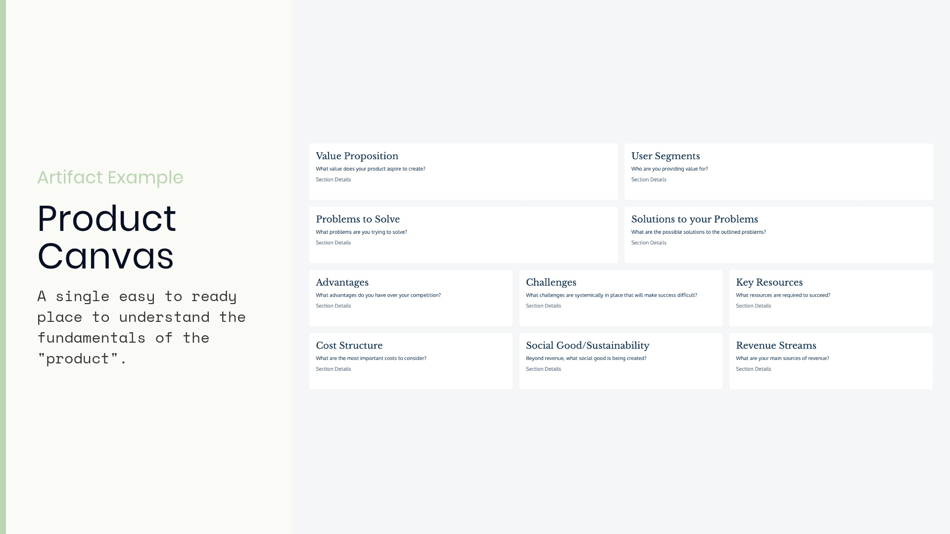 Product Canvas template